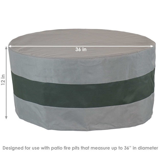 Sunnydaze Outdoor Heavy duty Weather resistant 300d Polyester Round 2 tone Fire Pit Cover Gray And Green