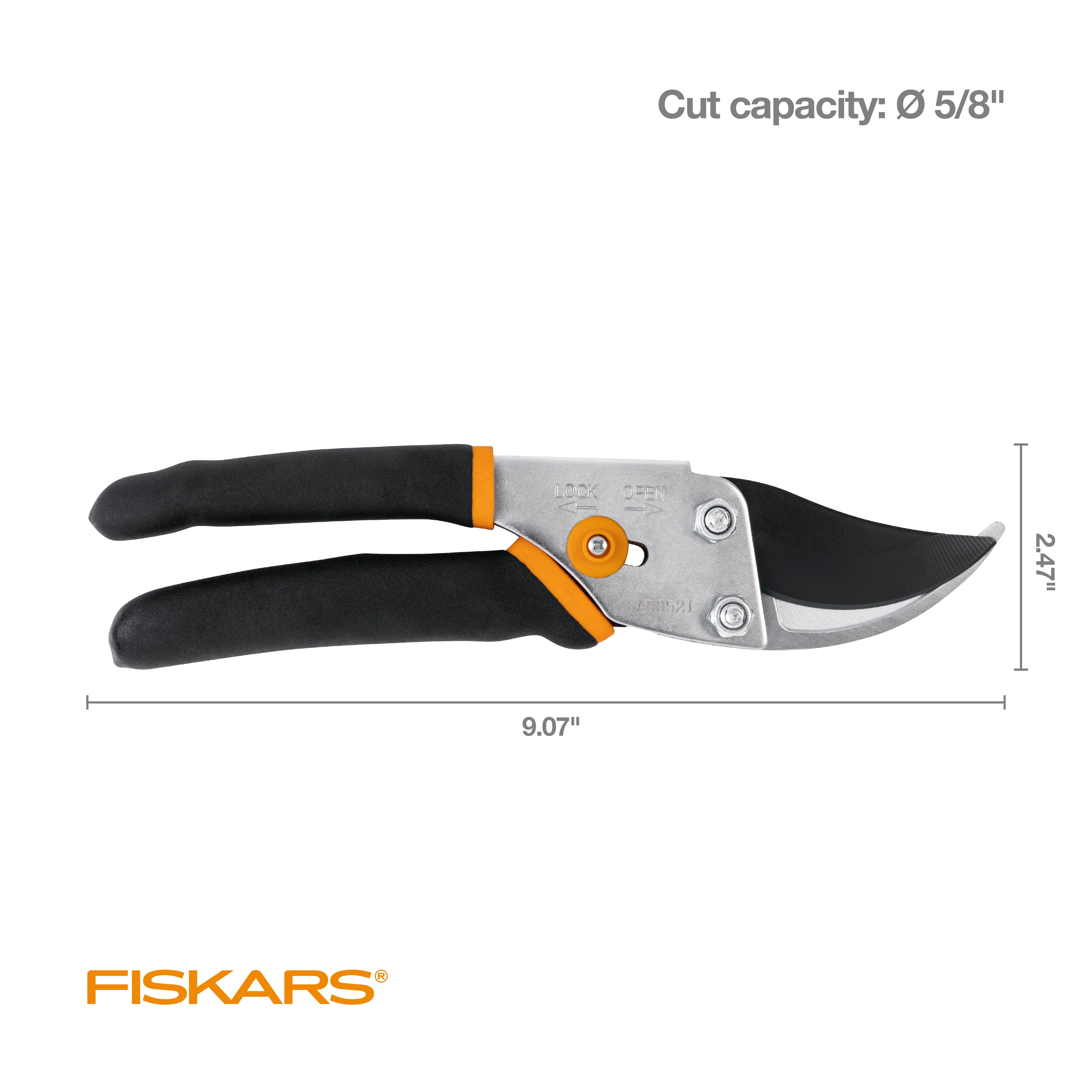 Fiskars Traditional Bypass Pruner, Steel Blade and Non-Slip Handle