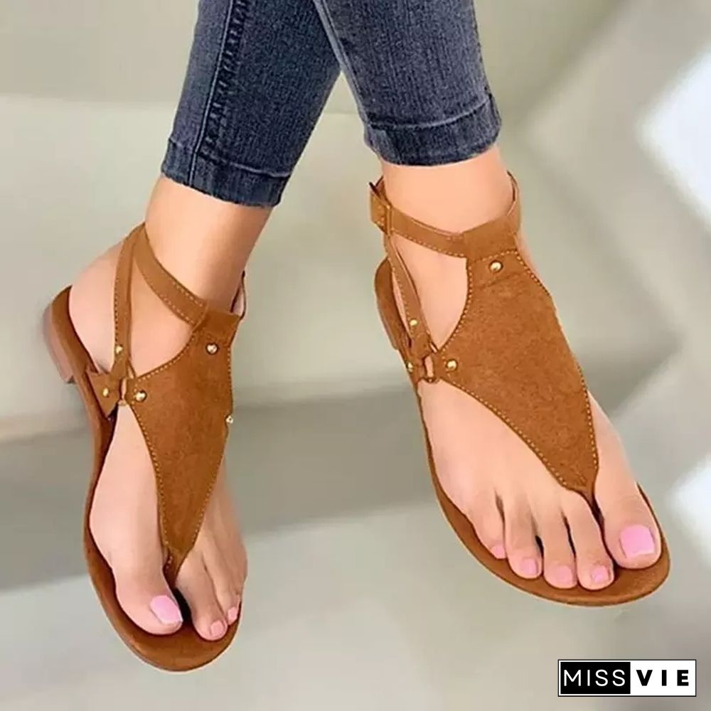 Women Sandals Summer Outdoor Beach Flip-flop Sandals Solid Fashion Gladiator Sandals Women Flats Casual Ladies Shoes