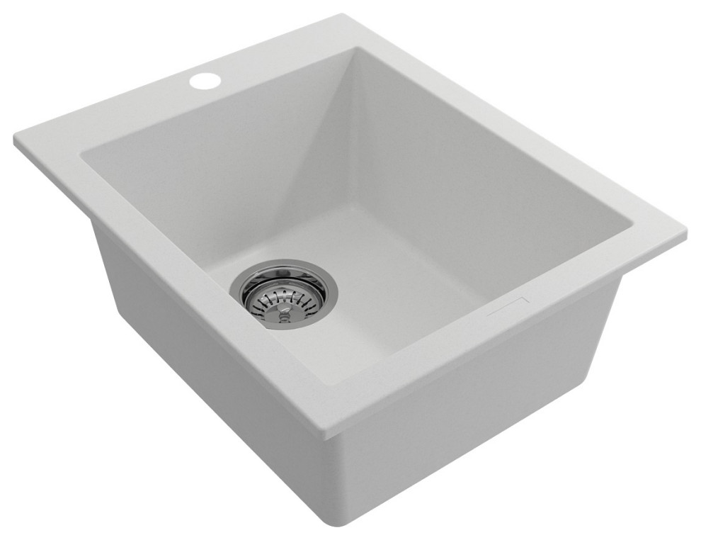 BOCCHI 1608 50 0126 Granite 16 quotSingle Bowl Bar Sink with Strainer   Bar Sinks   by Blue Bath  Houzz