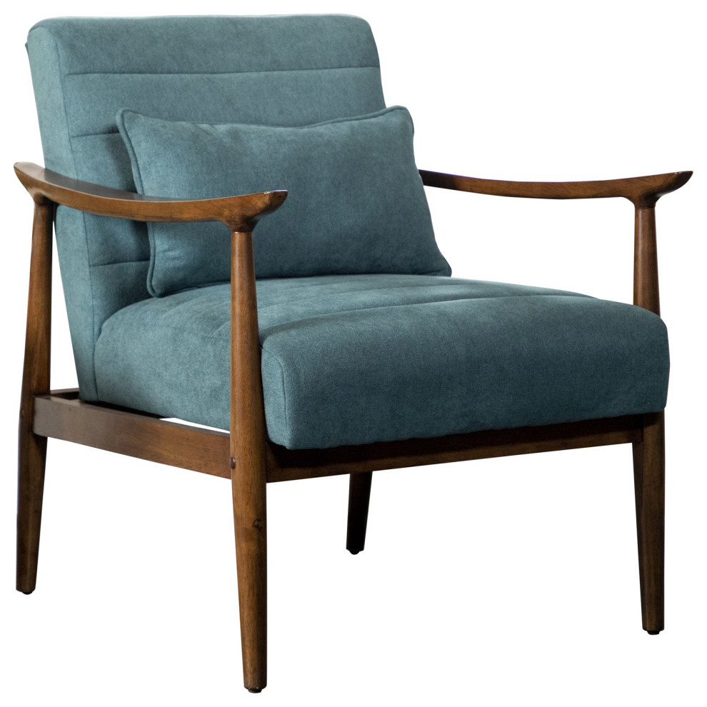 Midcentury Modern Accent Chair  Exposed Wooden Frame  Cashmere Like Seat  Teal   Midcentury   Armchairs And Accent Chairs   by Declusia  Houzz