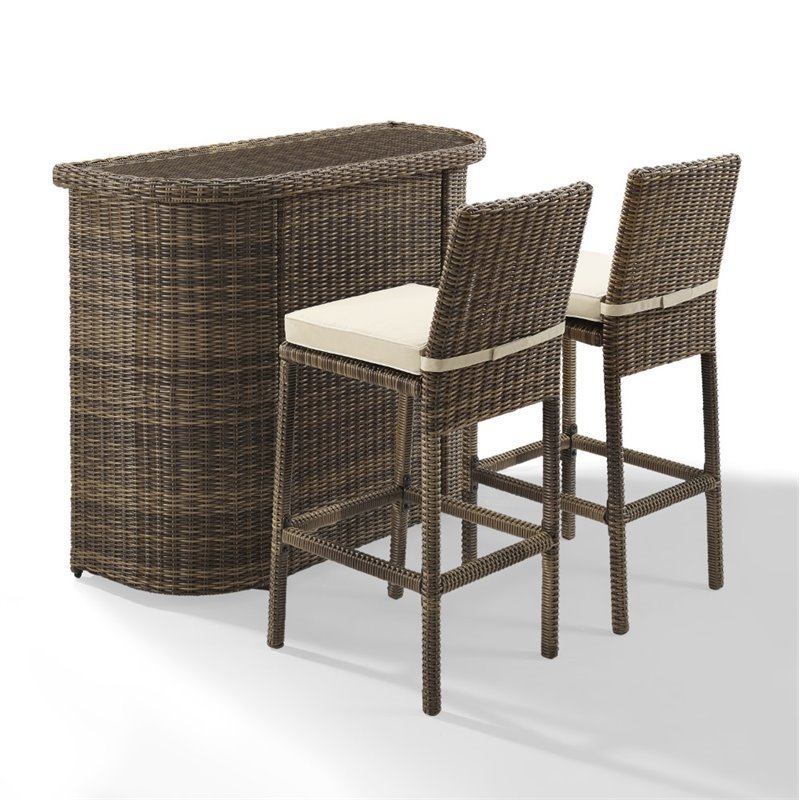 Kingfisher Lane 3 Piece Wicker Patio Bar Set