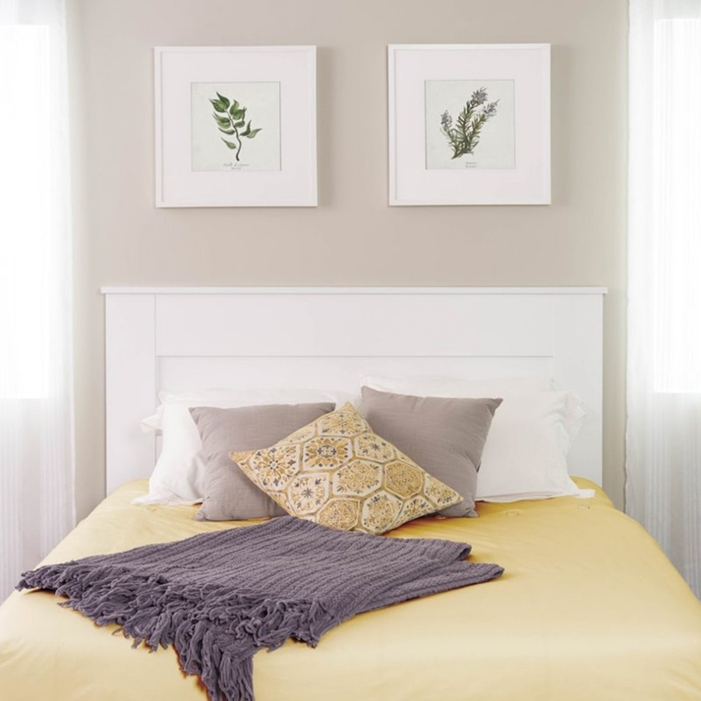 Pemberly Row Traditional Wood Queen Flat Panel Headboard in White   Transitional   Headboards   by Homesquare  Houzz