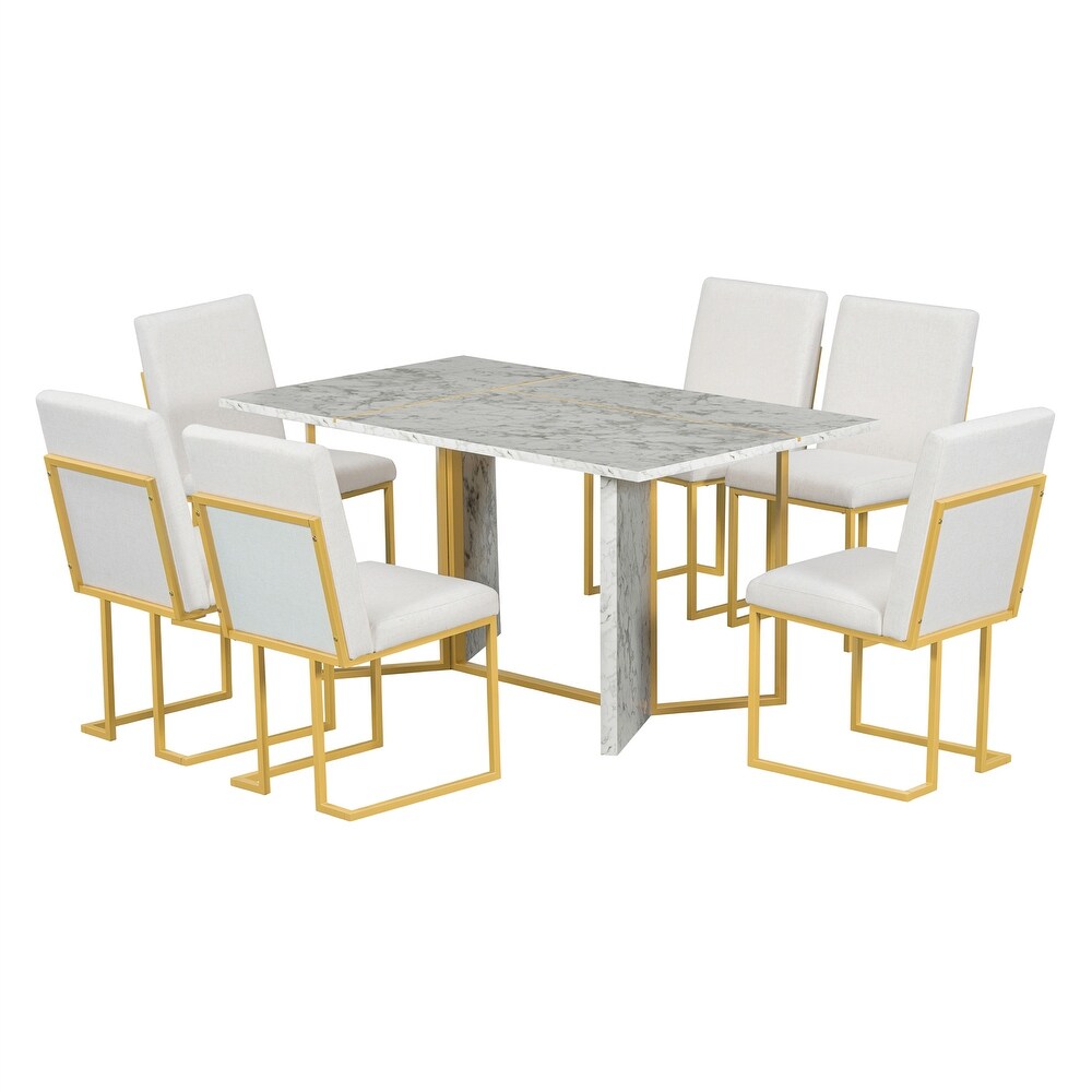 7 Piece Modern Dining Table Set