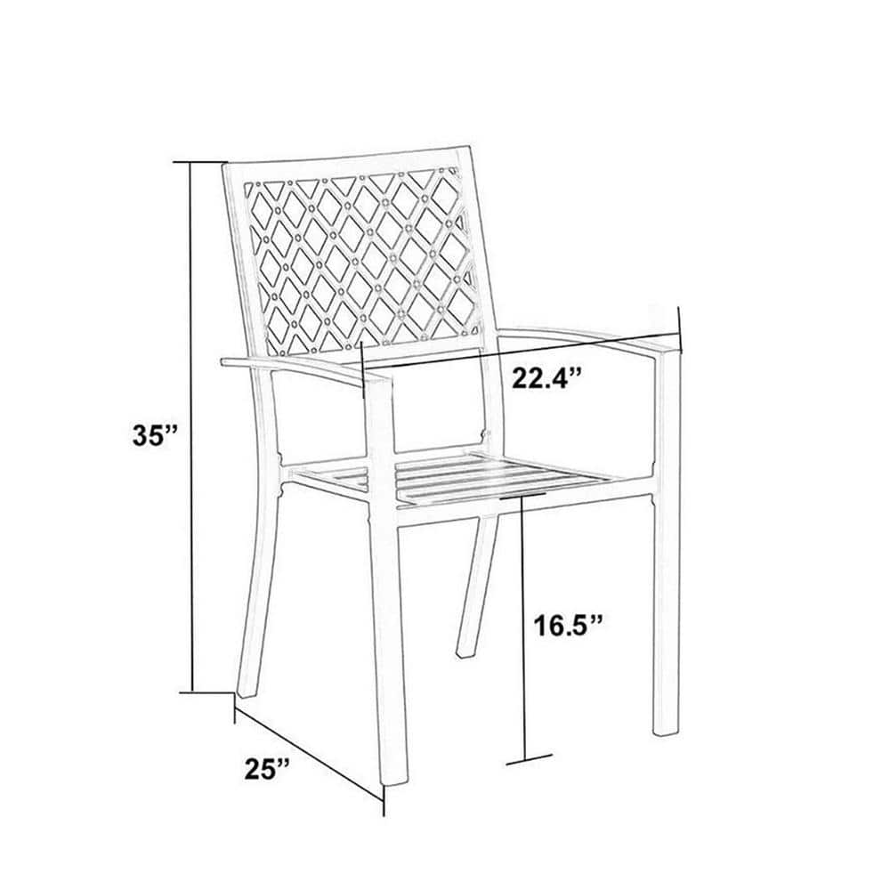 PHI VILLA Black Stackable Elegant Metal Patio Outdoor Dining Chair (2-Pack) THD-E02GF0701-059-01