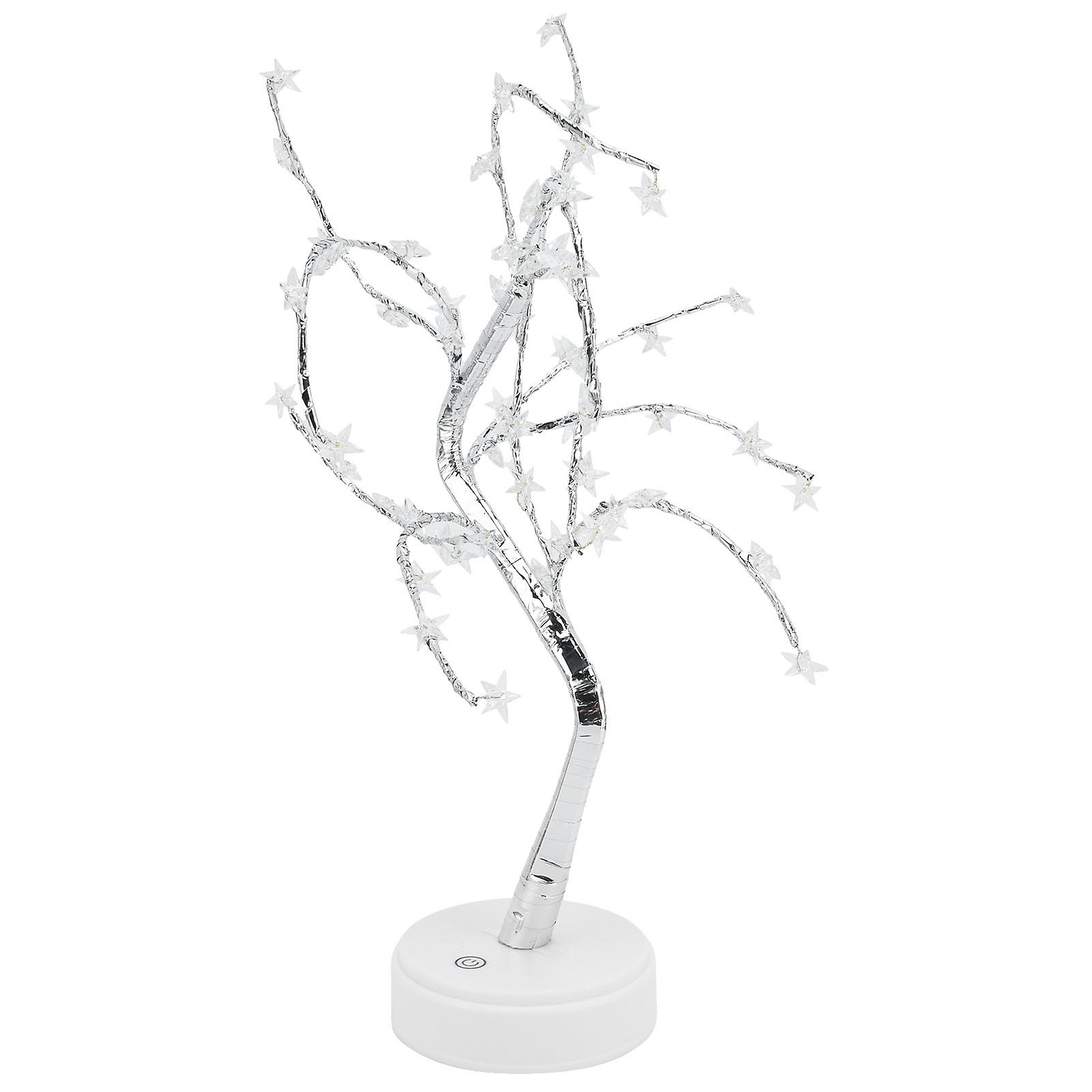 60leds Night Light Usb Powered Light Copper Wire Night Lamp Artificial Tree Shaped Lamp With Fivepointed Star For Home Bedroom Desktop Decoration