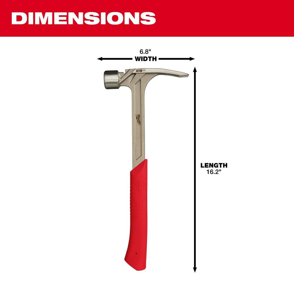 Milwaukee 28oz Milled Face Framing Hammer 48-22-9029 from Milwaukee