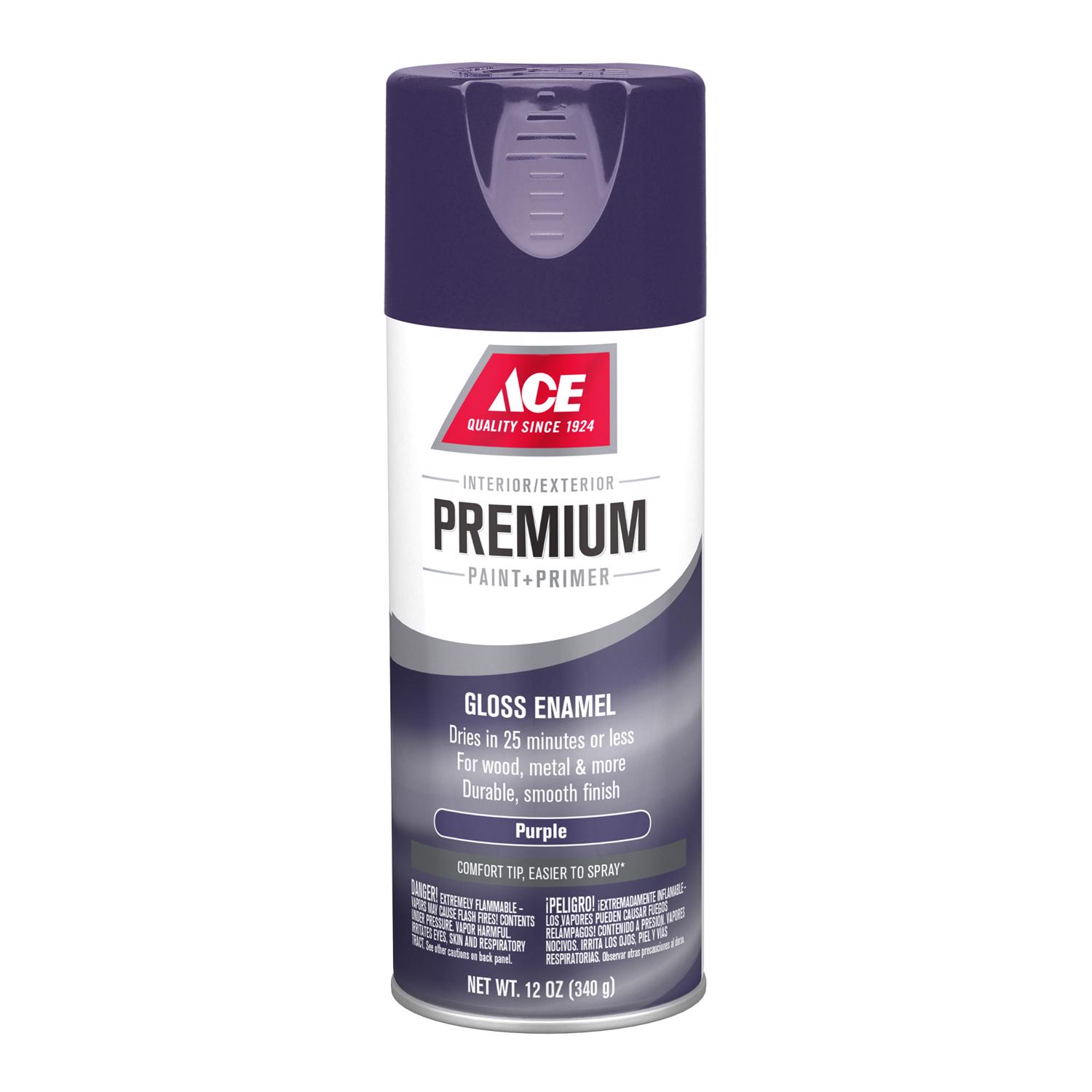 Ace Premium Gloss Purple Paint + Primer Enamel Spray 12 oz