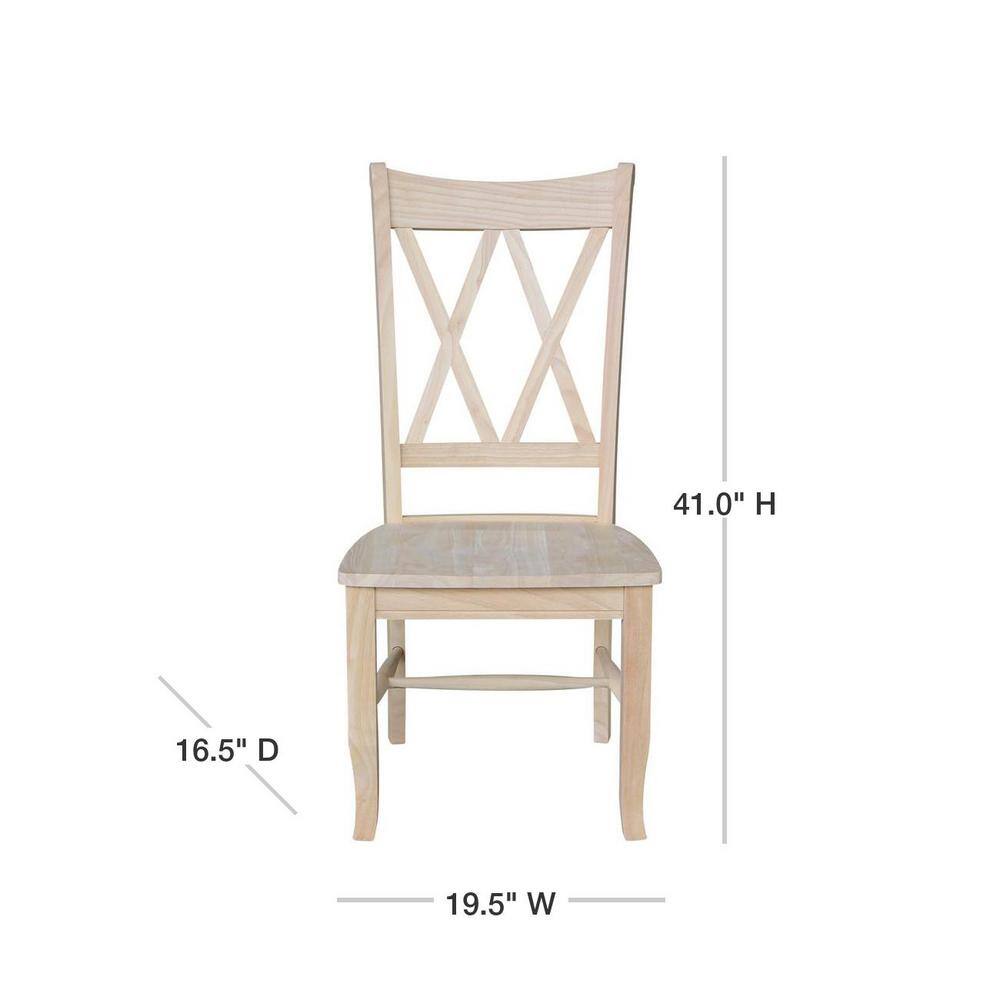 International Concepts Unfinished Wood Double X-Back Dining Chair (Set of 2) C-20P