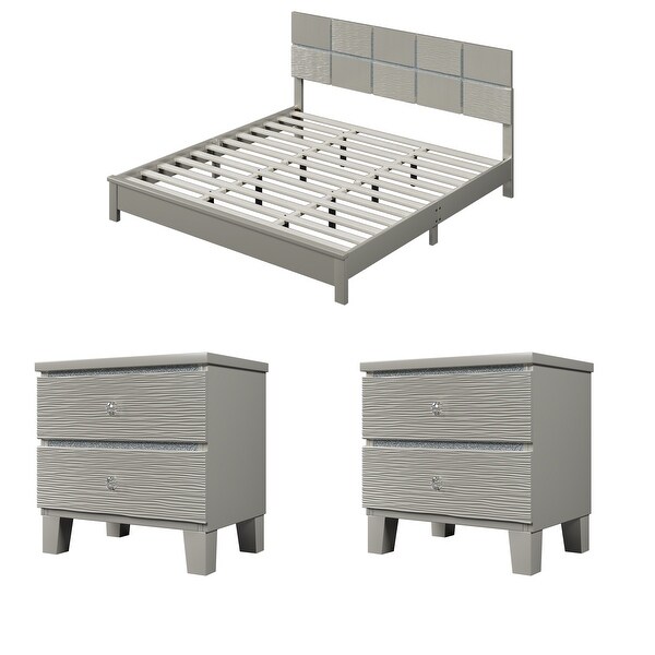 5 pieces Champagne Silver Bedroom Sets - - 37840657