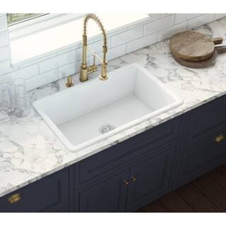 Ruvati 30 in. Single Bowl Dualmount Fireclay Kitchen Sink in White RVL3030WH