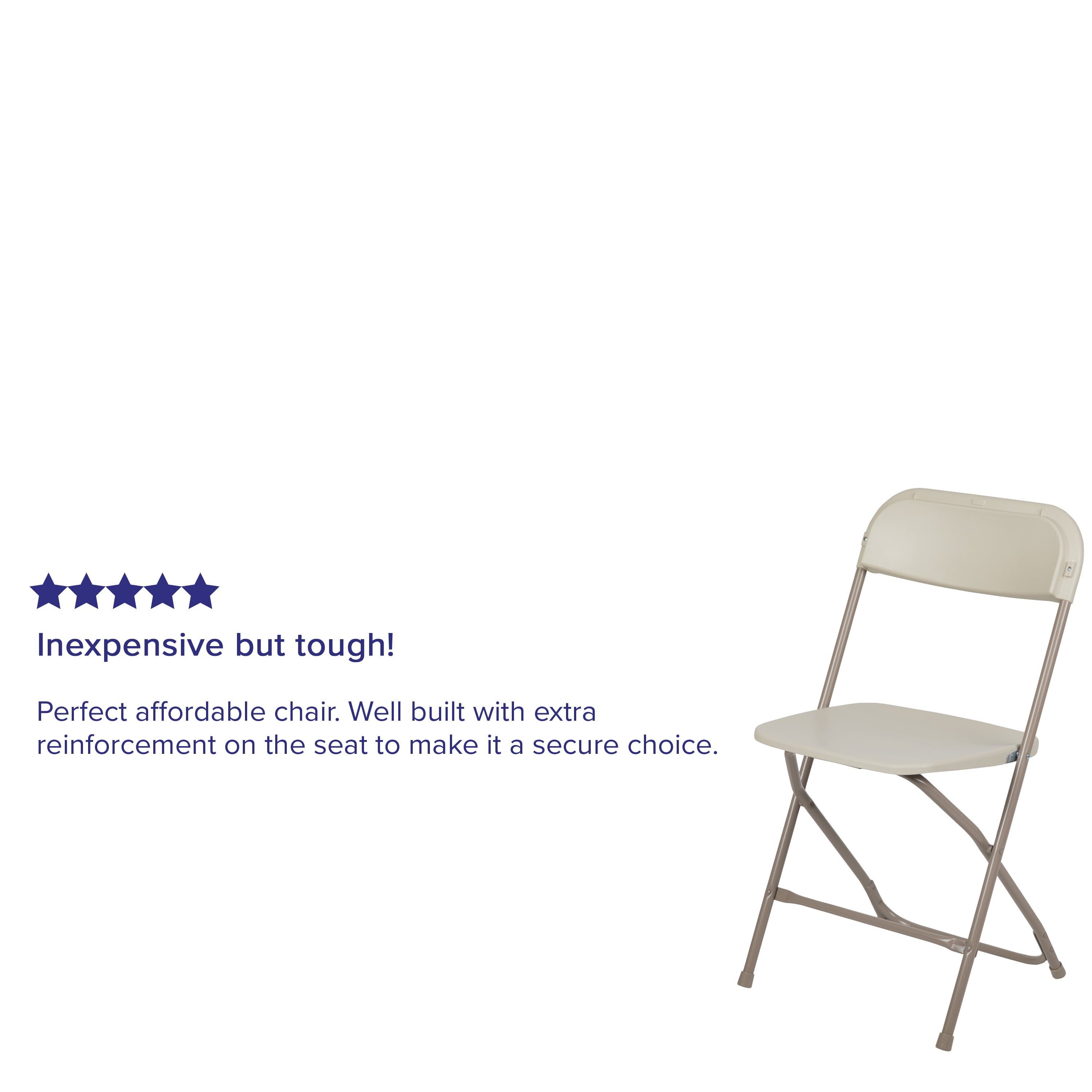 Emma + Oliver Set of 10 Beige Stackable Folding Plastic Chairs - 650 lb Weight Capacity