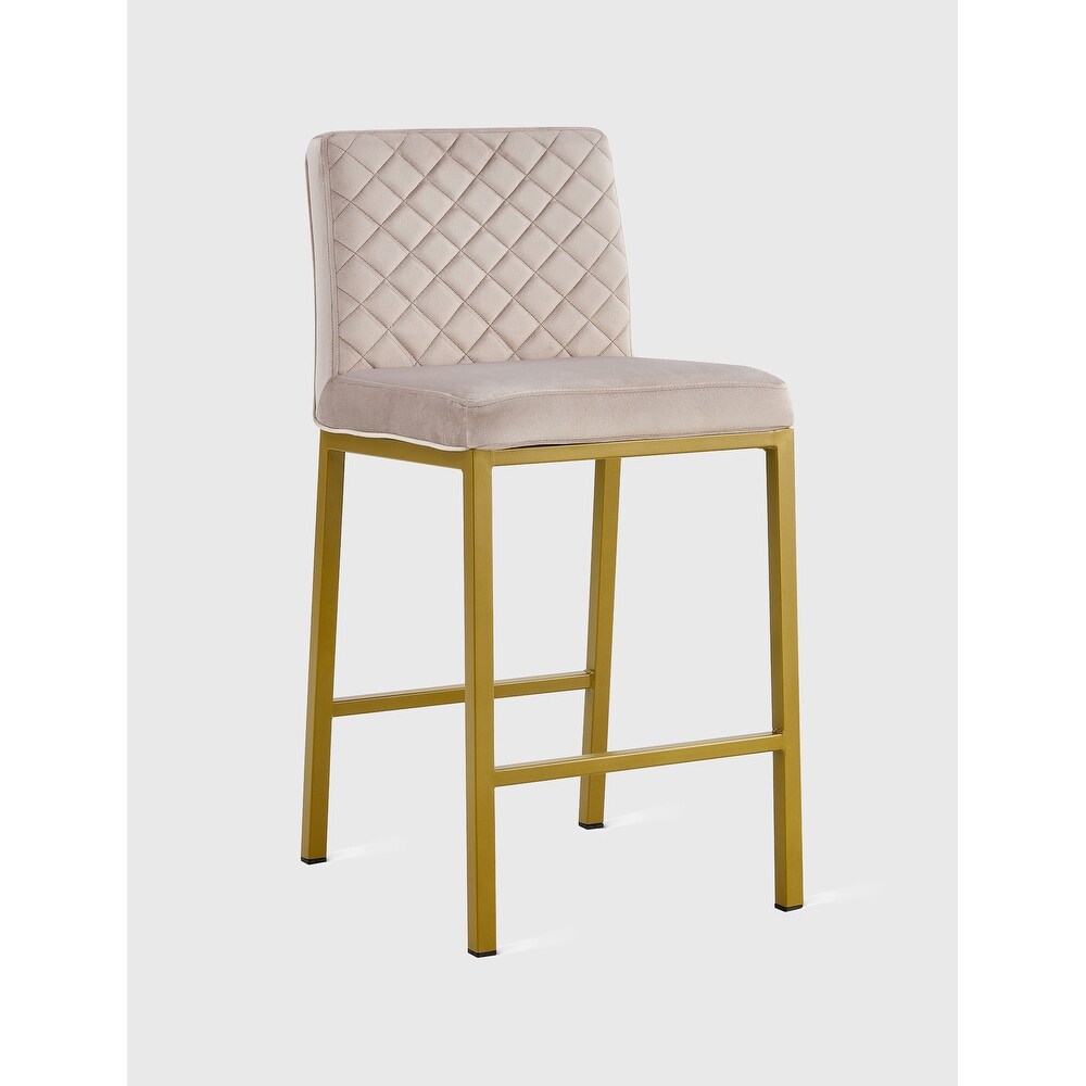 Metal Legs Velvet Bar Chair (Set of 2)