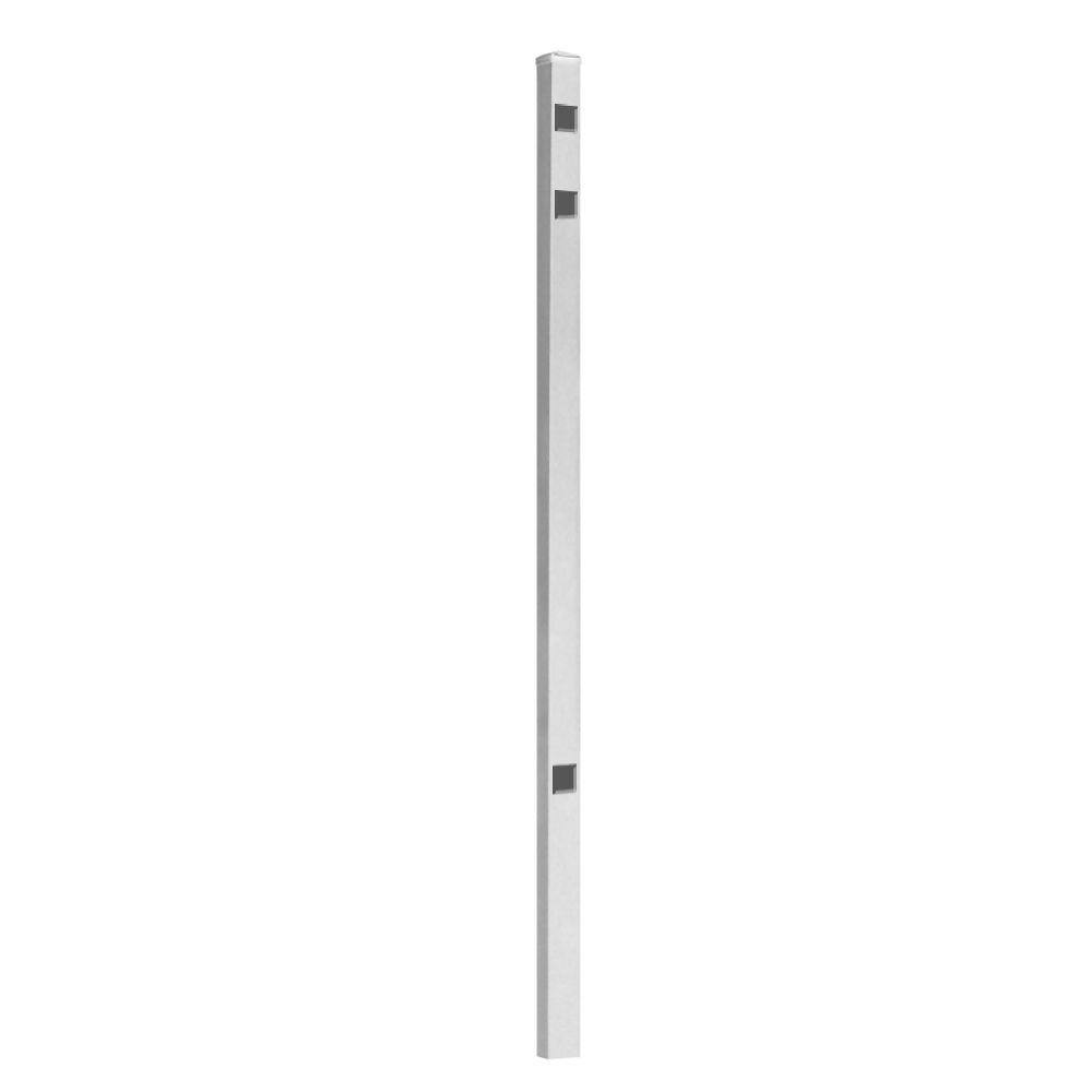 Barrette Outdoor Living Natural Reflections Standard-Duty 2 in. x 2 in. x 6-78 ft. White Aluminum Fence End Post 73009172