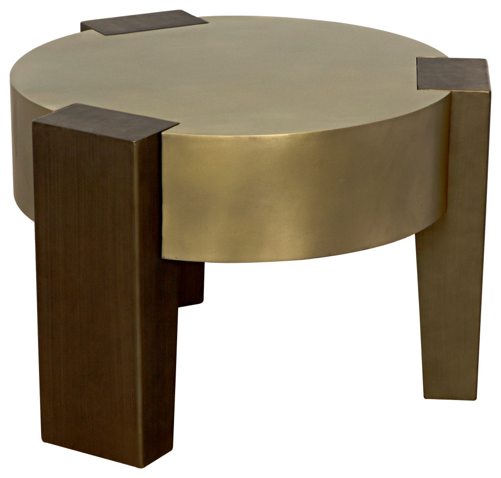 Noir Furniture Carrusel Coffee Table With Antique Brass Finish GTAB1113MBAB   Contemporary   Coffee Tables   by Noir  Houzz