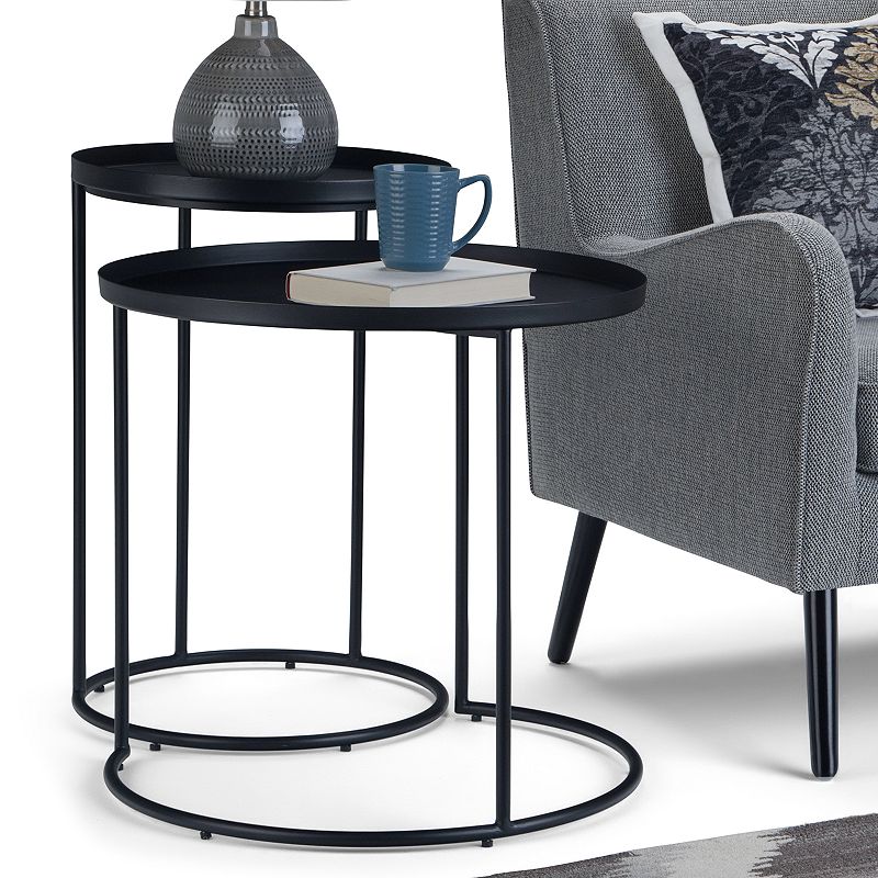 Simpli Home Monet Metal 2-Piece Nesting Table - Black