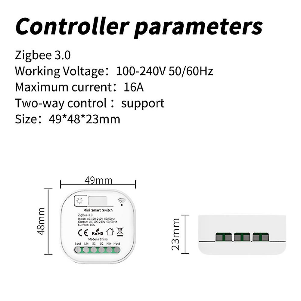 White Zigbee3.0 Smart Light Switch Module App Remote Control/time Schedule/group Sharing/voice Control Works With Amazon Alexa And Google Assistant