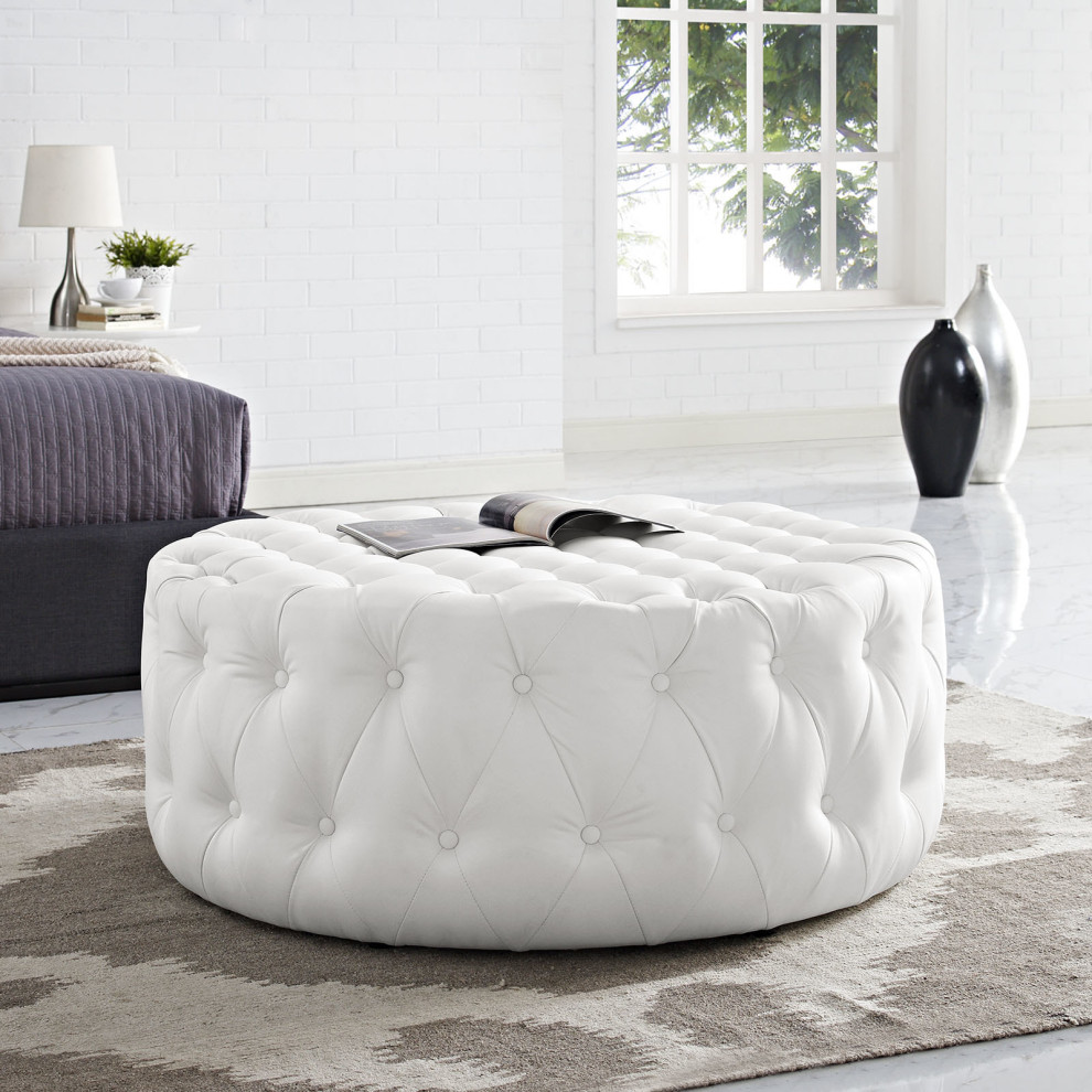 Nevaeh Upholstered Vinyl Ottoman   Contemporary   Footstools And Ottomans   by HedgeApple  Houzz