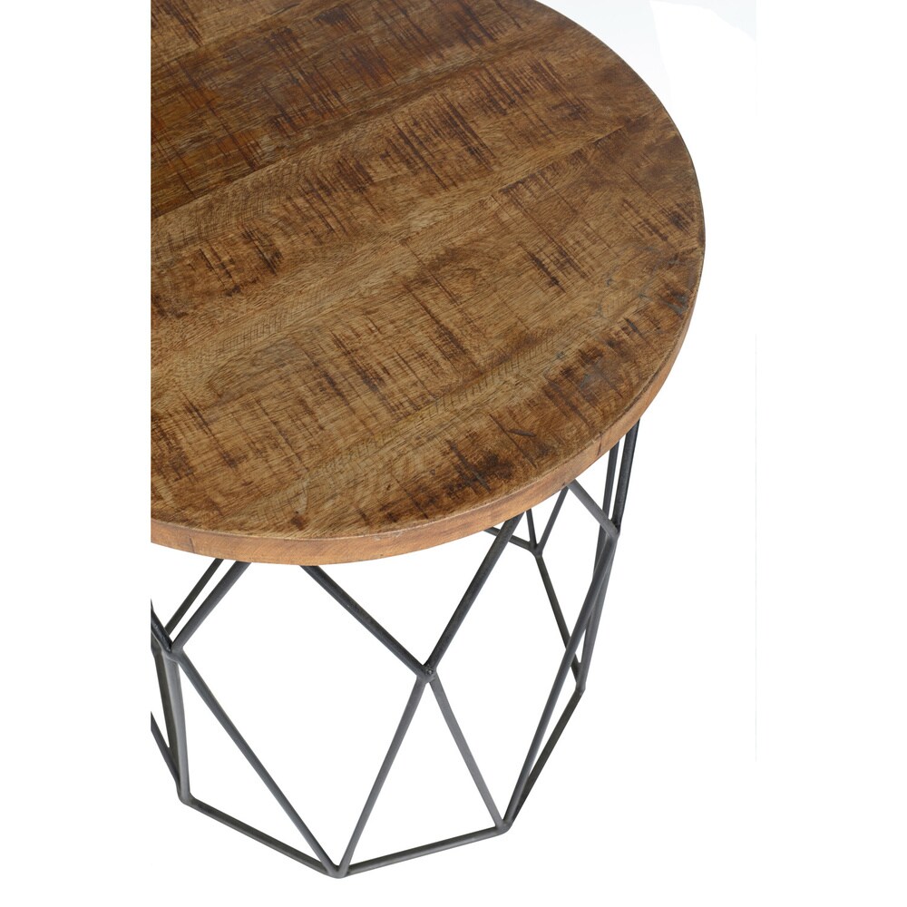 Chester Wood/Iron Geometric Round Side Table by Kosas Home   24Hx20Wx20D