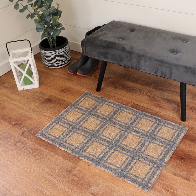 2 x27 x3 x27 Colorstar Prairie Grid Door Mat Khaki Bungalow Flooring