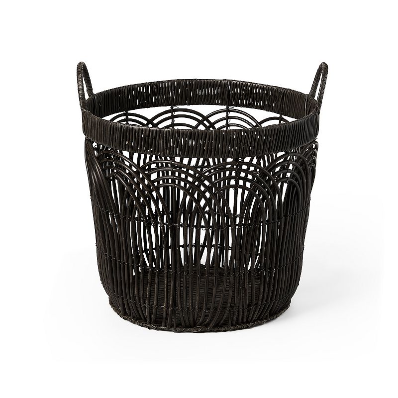 Saddle River Round Faux Wicker Decorative Basket 3-piece Set