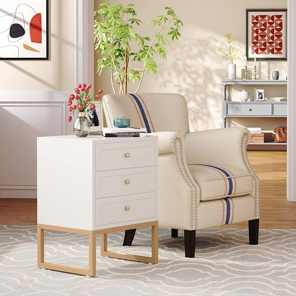 Nightstand  Bed Side Table with 3 Drawers