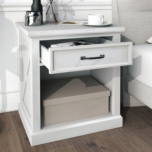 Nightstand End Table with Drawers Storage for Living Room/Bedroom - - 36111506