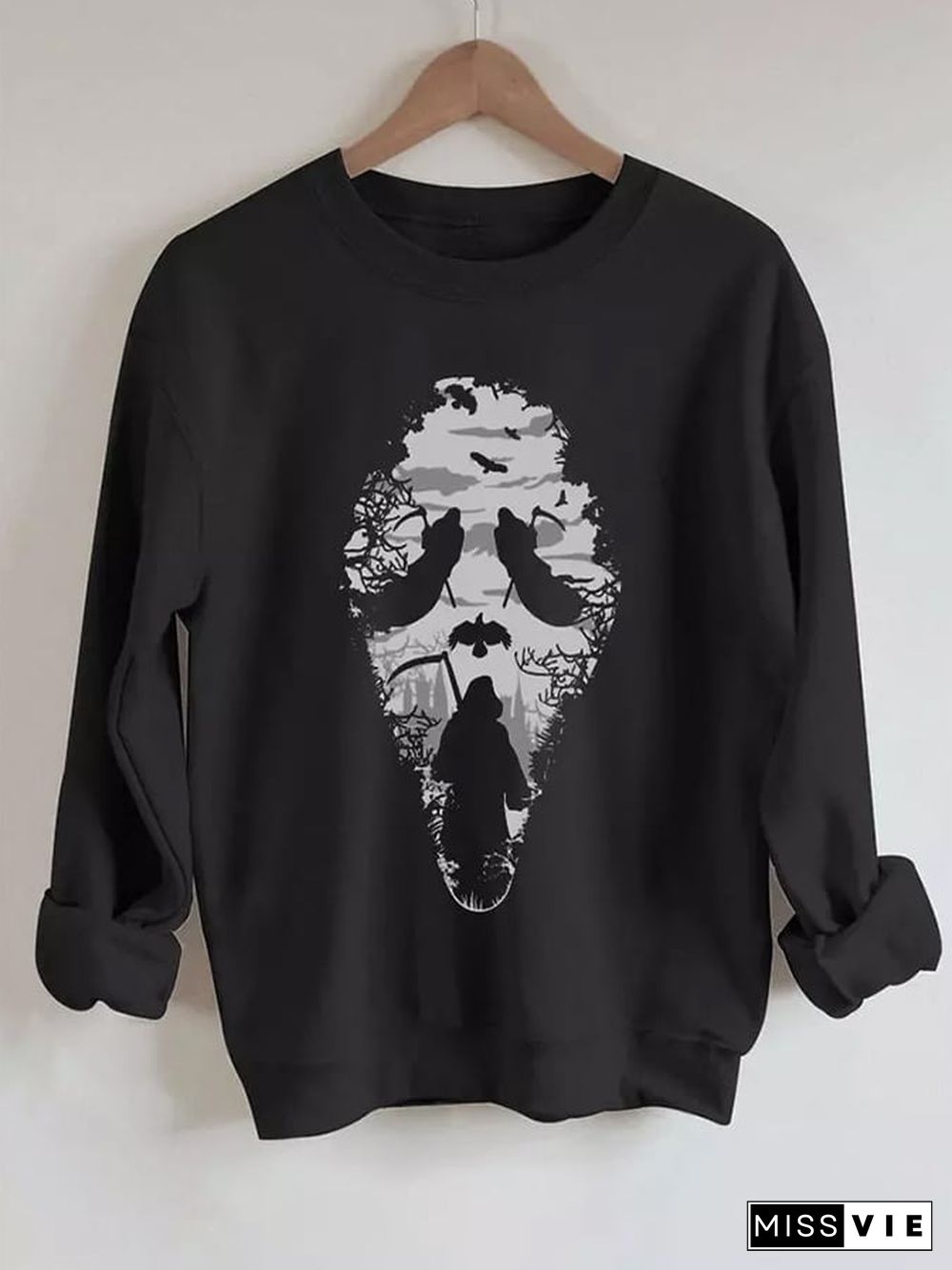 Women's Casual Halloween Print Long Sleeve Sweatshirt