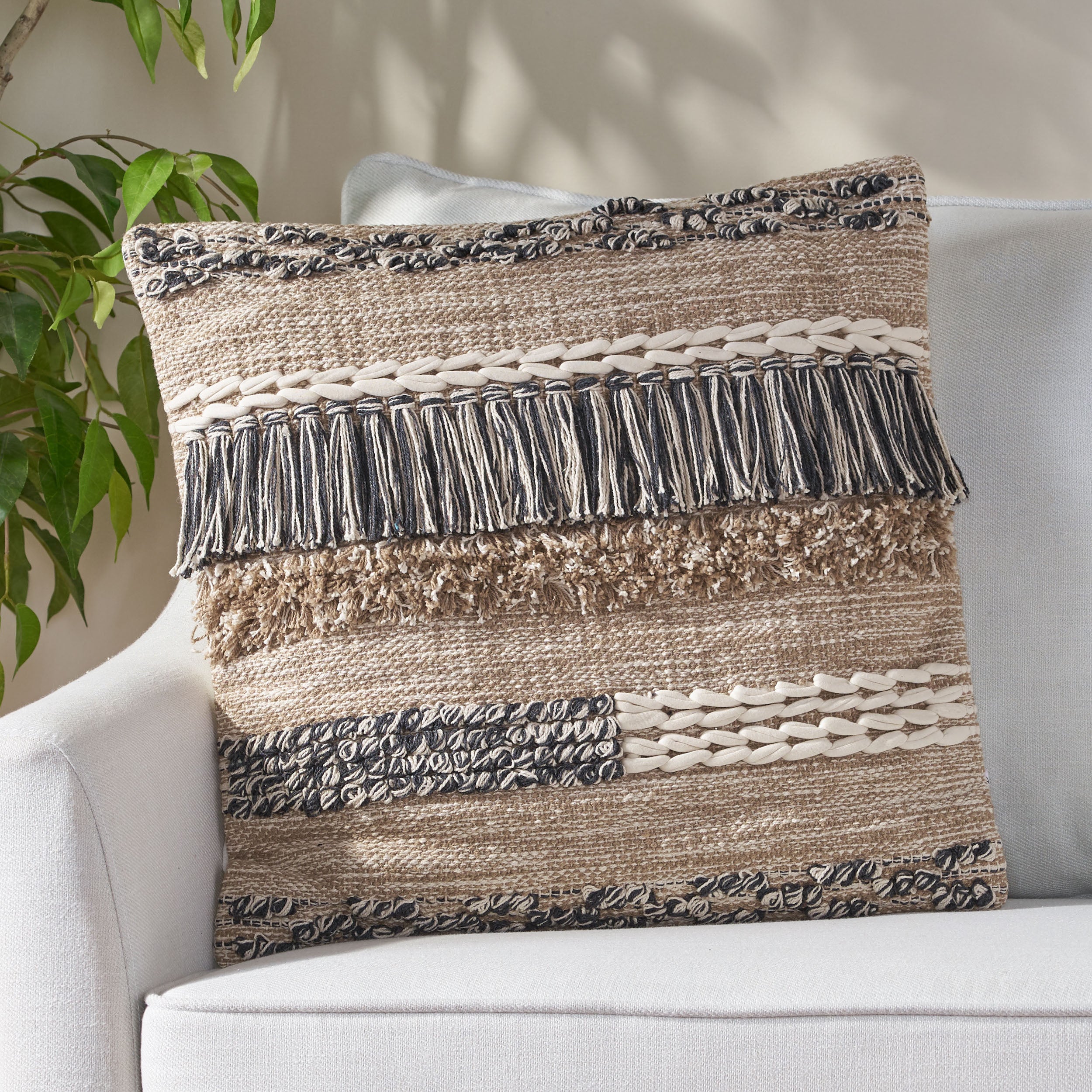 Ellana Hand-Loomed Boho Throw Pillow