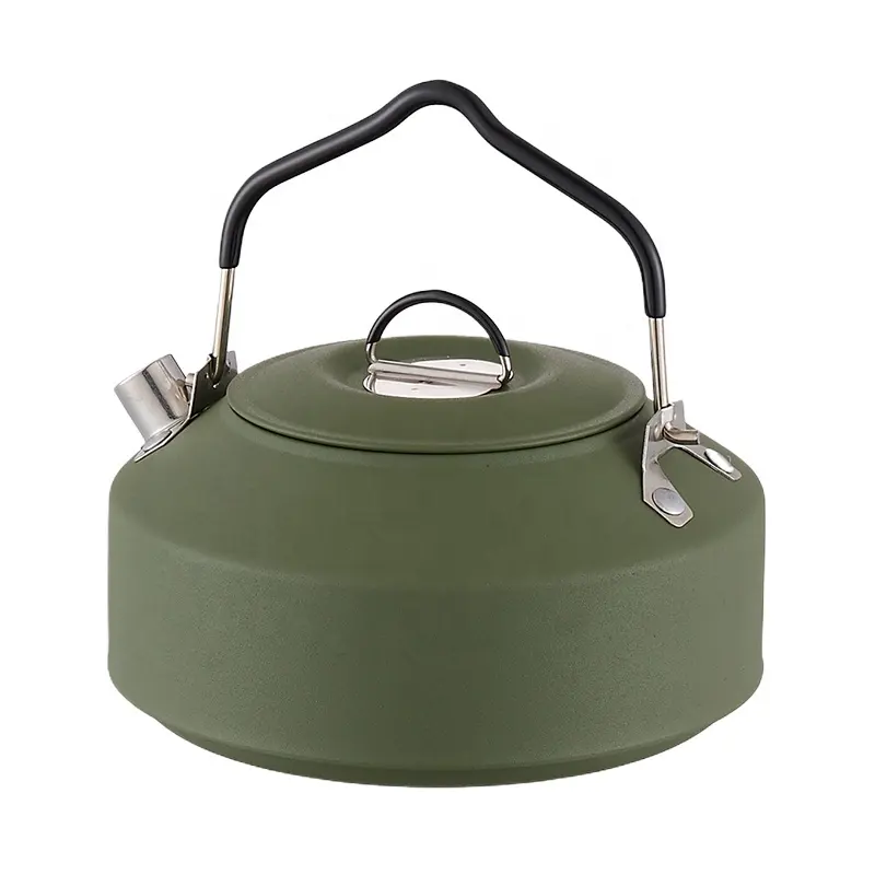 1.0L Camping Kettle Stainless Steel Portable Army Green Teapot Cooking Bushcraft Camping Pot  Factory Best Price For Hiking