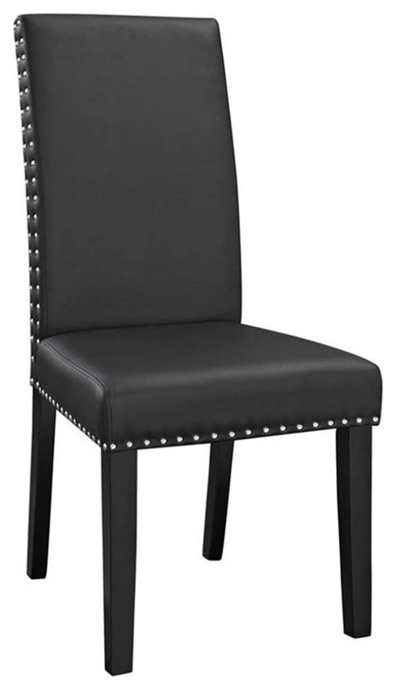 Modway Parcel 19.5 quotFaux Leather Dining Side Chair in Black (Set of 2)   Transitional   Dining Chairs   by Homesquare  Houzz