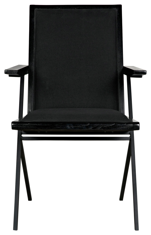 Henderson Dining Chair  Black Charcoal  Black Cotton Fabric  34 quotH   Midcentury   Dining Chairs   by Noir  Houzz