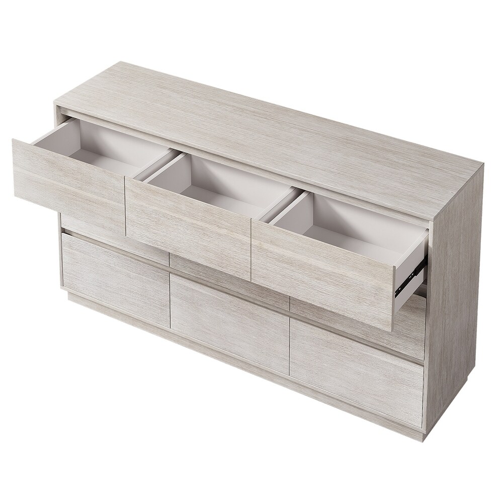 Modern Style Solid Wood 9 Drawers Dresser Stone Gray