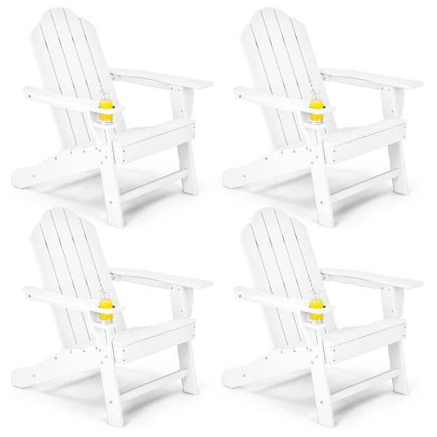 Costway 4pcs Patio Adirondack Chair Weather Resistant Garden Deck W cup Holder White black grey turquoise