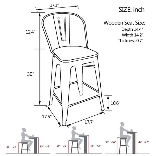 30-inch High Back bar stools farmhouse bar stools Set of 4