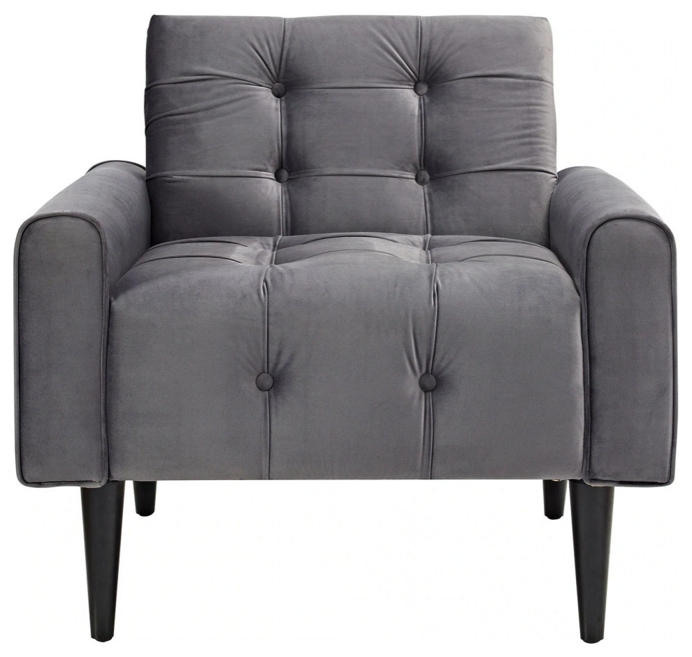 Elliot Gray Performance Velvet Armchair   Midcentury   Armchairs And Accent Chairs   by V.S.D Furniture  Houzz