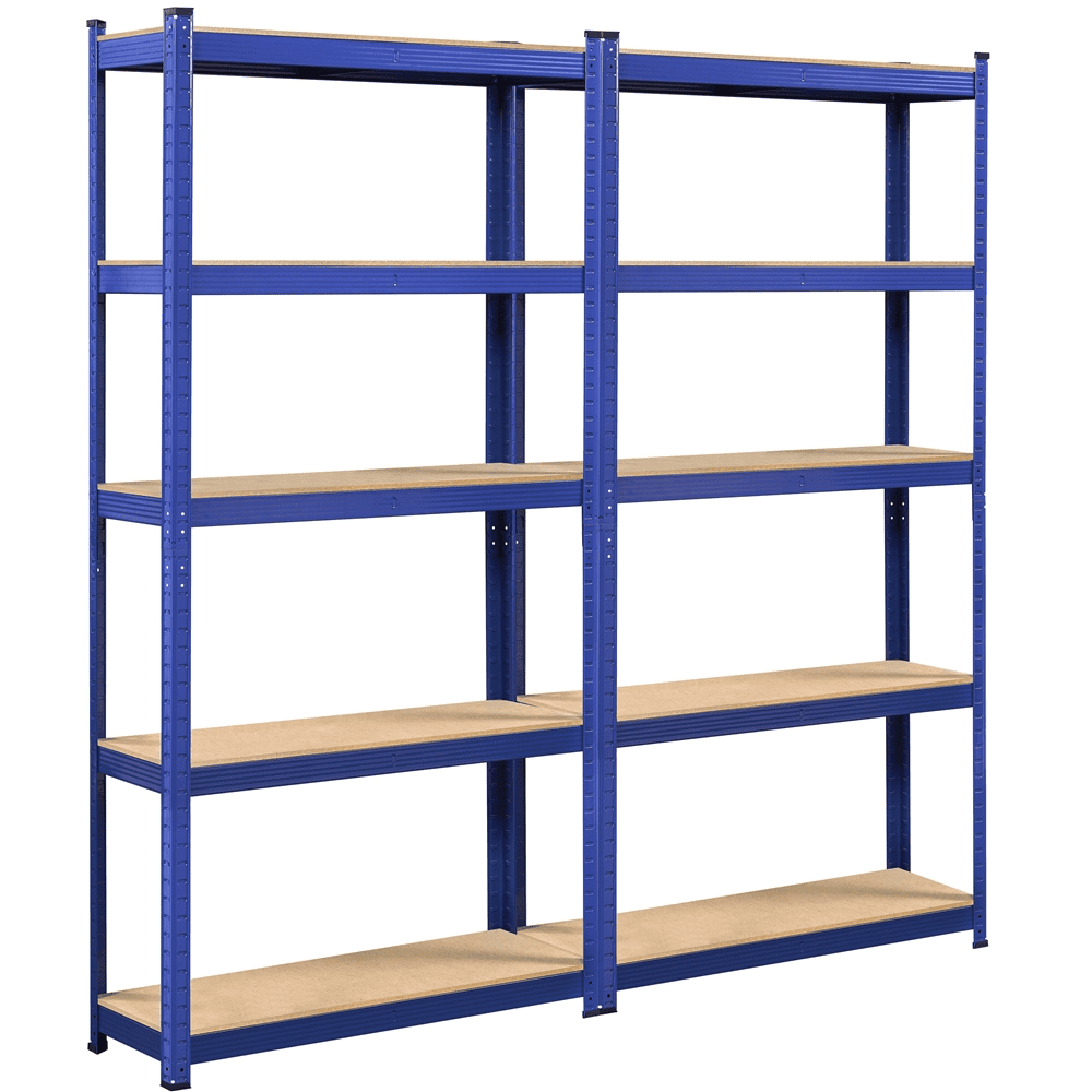 SMILE MART 2pcs 5 Tiers Adjustable Metal Storage Shelf Units Boltless for Home Garage, Blue