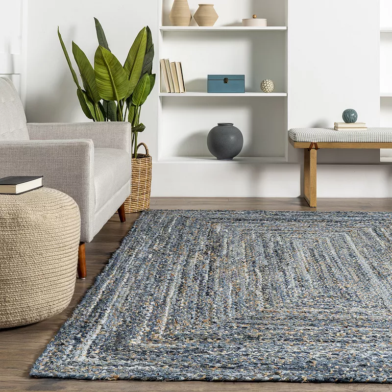 nuLoom Hand Braided Otelia Denim And Jute Area Rug