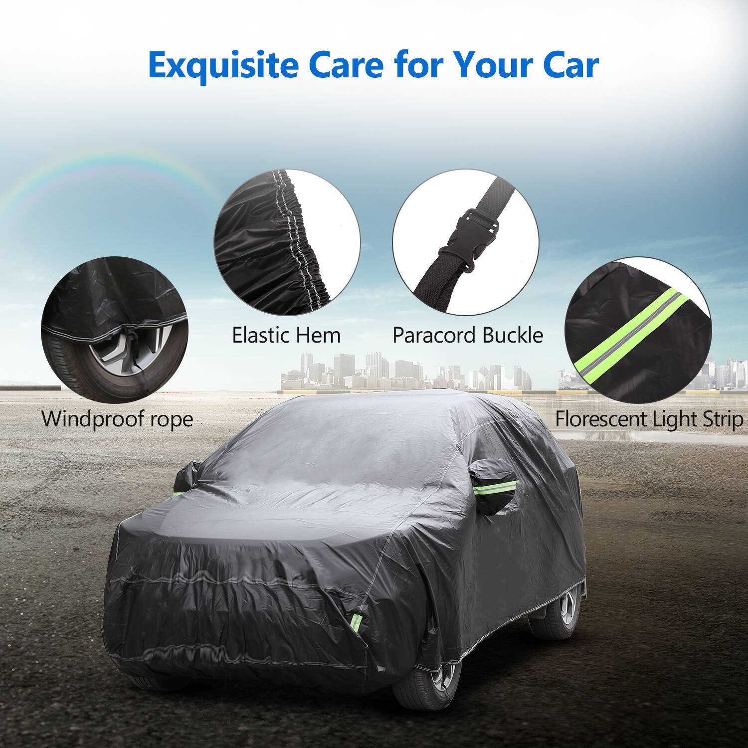 Car Cover Waterproof All Weather Waterproof Car Cover UV Protection Windproof Outdoor Full car Cover， Universal Fit for SUV