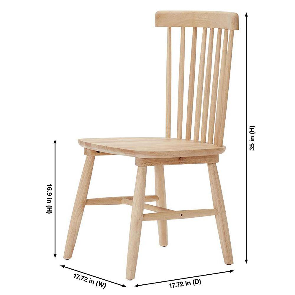 StyleWell Windsor Unfinished Natural Pine Wood Dining Chairs (Set of 2) C-08