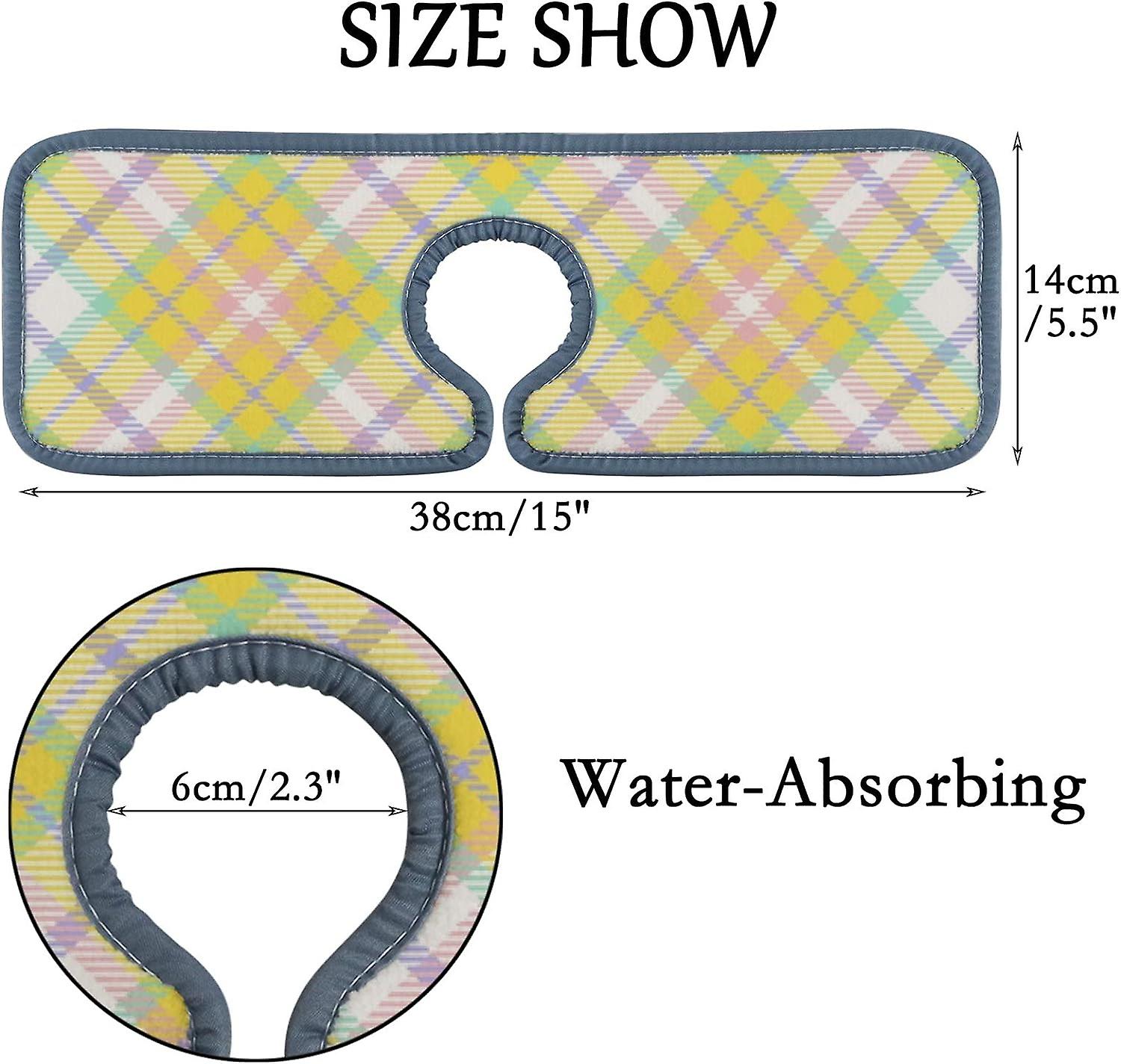 Faucet Absorbent Mat 3 Pcs Tartan Pattern Kitchen Faucet Splash Catcher Washable Counter Drying Pads