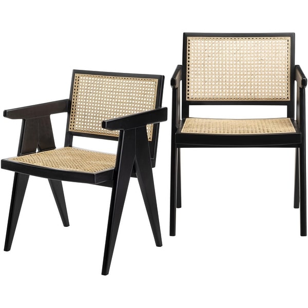 Adelrina Wood and Rattan Dining Chairs (Set of 2)