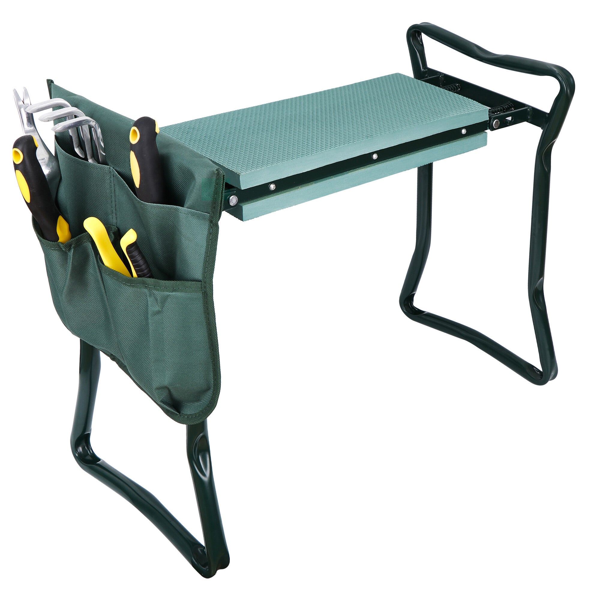 ZenSports Folding Garden Kneeler Seat, Portable Gardening Bench Stool Soft Kneeling Foam Pad W/Tool Pouch