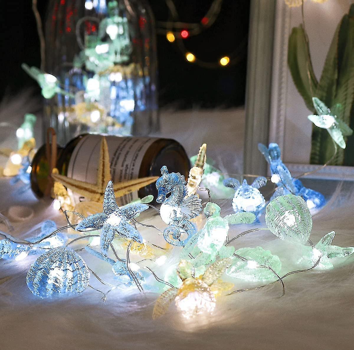 Beach Decorative String Lights， Under The Sea Sand Dollars Seahorse Nautical Theme Lights For Christ