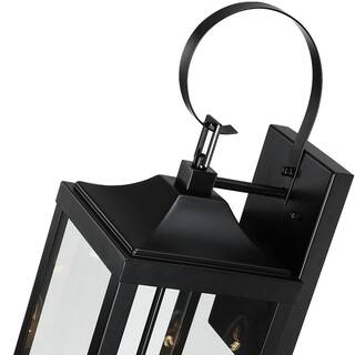 TRUE FINE Jefferson 2-Light 25.7 in. Black Large Outdoor Wall Lantern Sconce Light TD40021OT