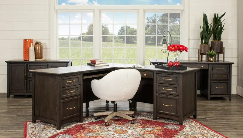 Addison Gray 66 Inch Executive Desk