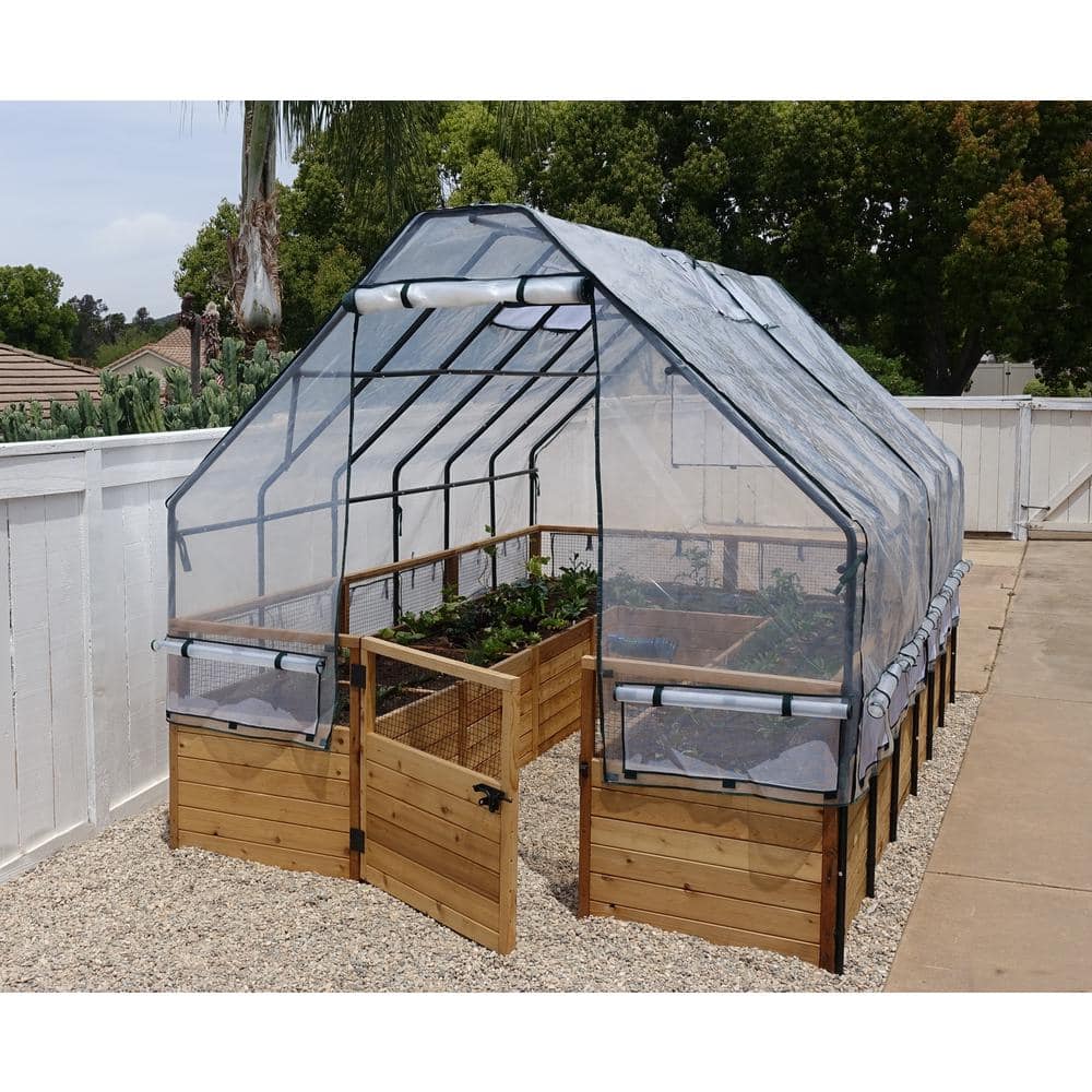 Outdoor Living Today 8 ft. x 12 ft. Cedar Garden in A Box with Greenhouse Cover RB812GHO