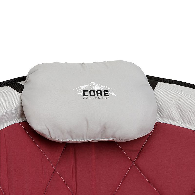 Core Equipment Oversized Padded Round Moon Outdoor Camping Folding Chair， Wine