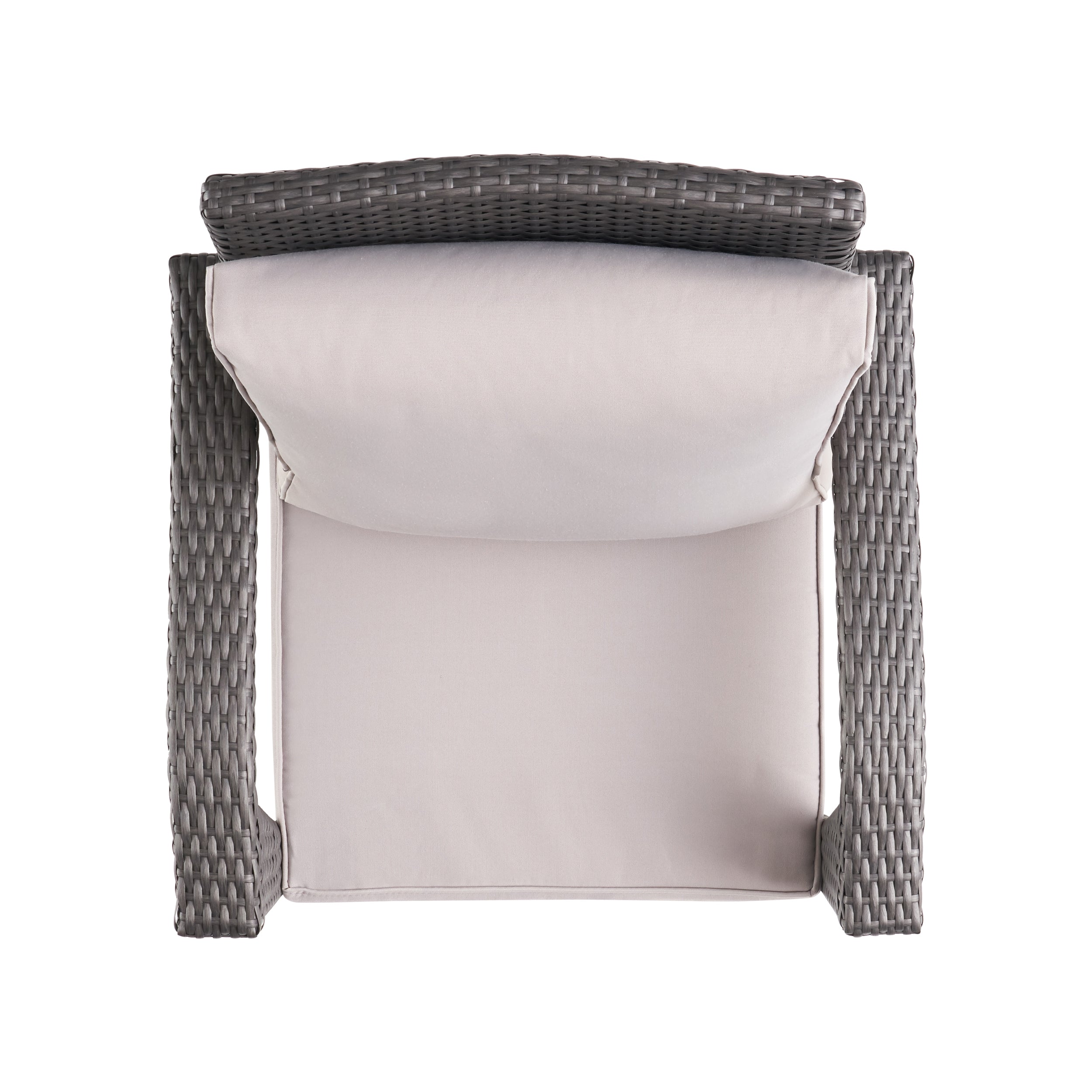 Outdoor 3-Piece Gray Wicker Chat Set with Silver Cushions