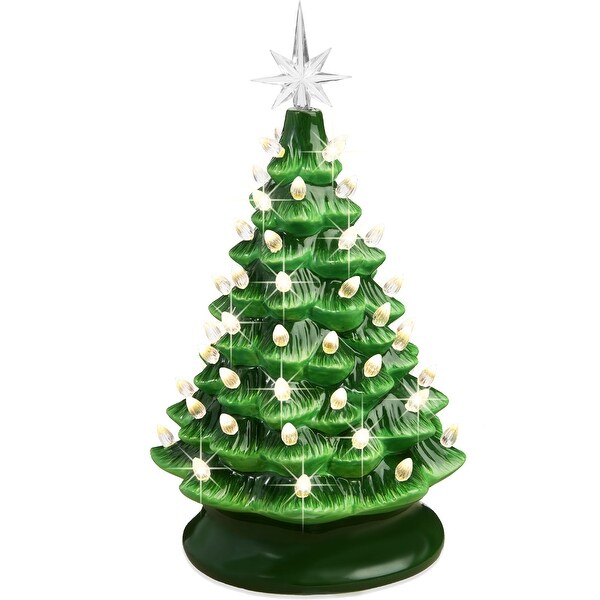 PreLit Ceramic Tabletop Christmas Tree with Lights